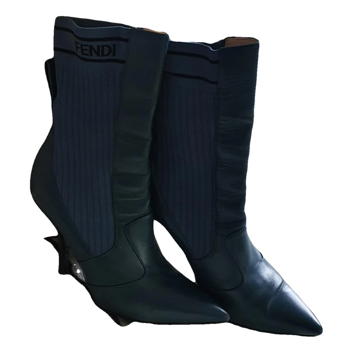 Pre-owned Fendi Leather Boots In Blue