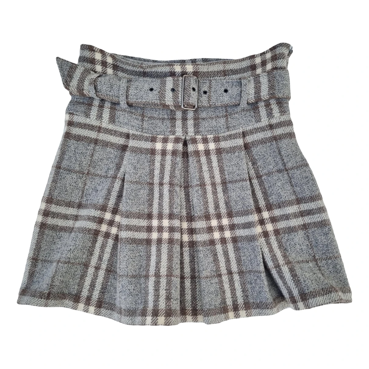 Pre-owned Burberry Wool Mini Skirt In Grey