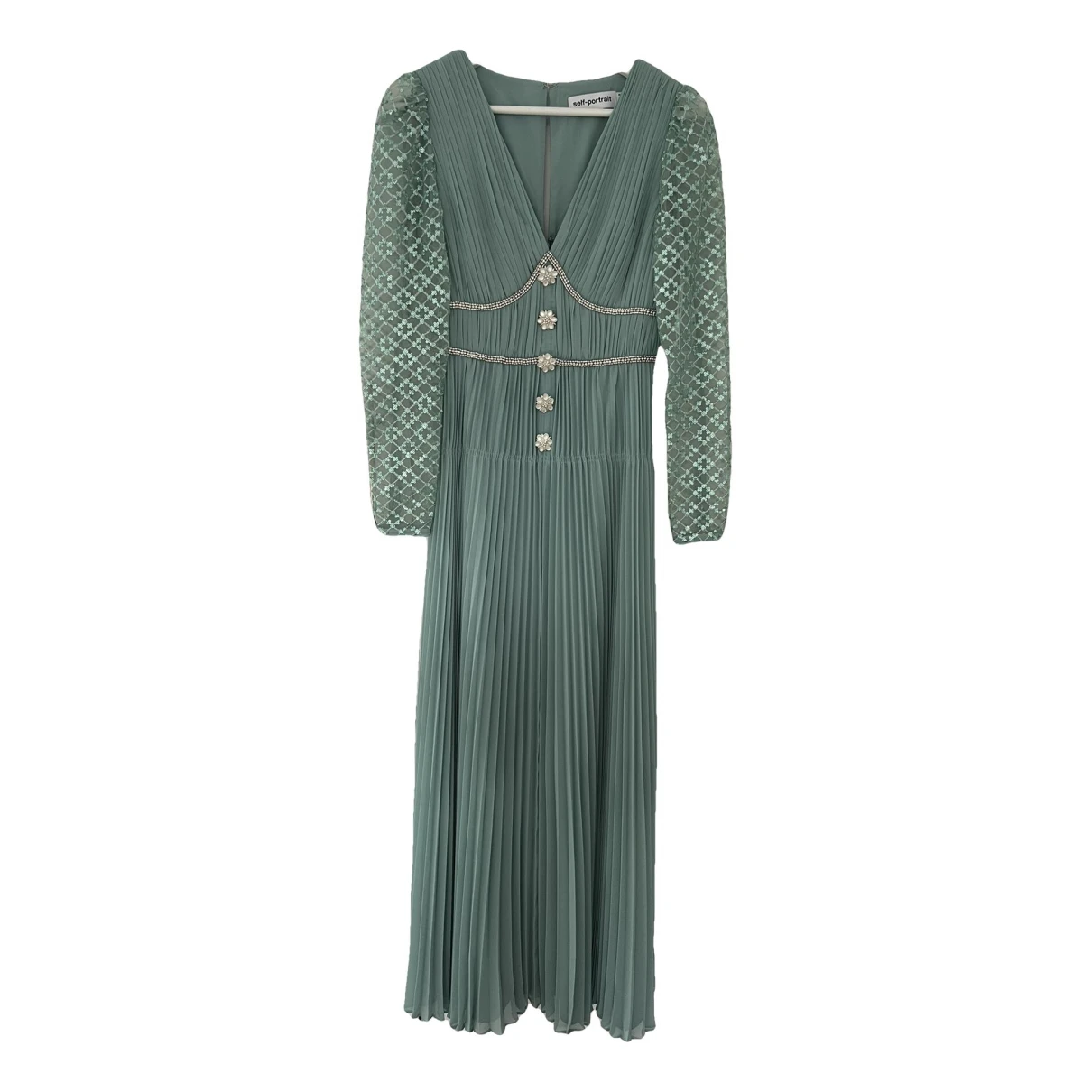 Pre-owned Self-portrait Lace Maxi Dress In Green
