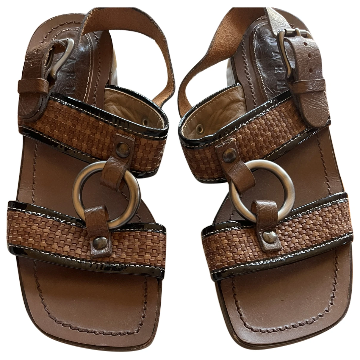 Pre-owned Marni Fussbett Leather Sandal In Brown