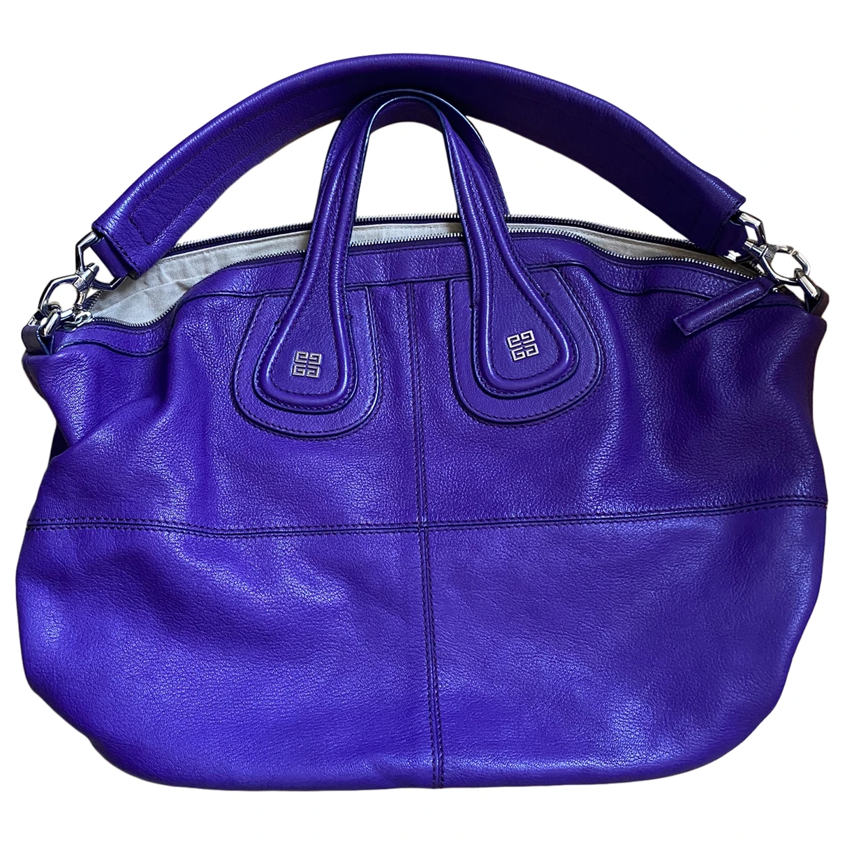 Pre-owned Givenchy Nightingale Leather Tote In Purple