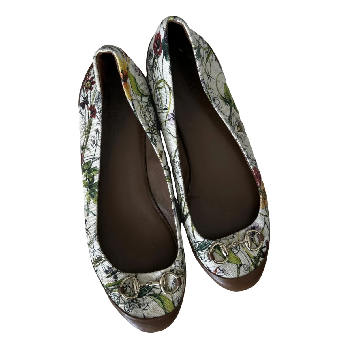 Pre-owned Gucci Cloth Ballet Flats In White