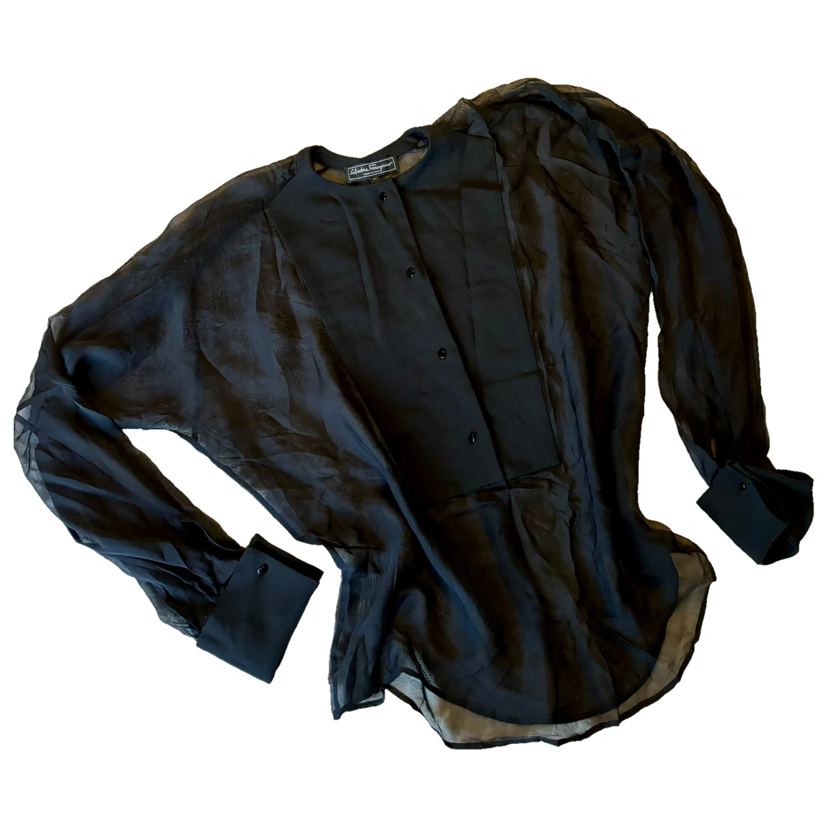 Pre-owned Ferragamo Silk Blouse In Black