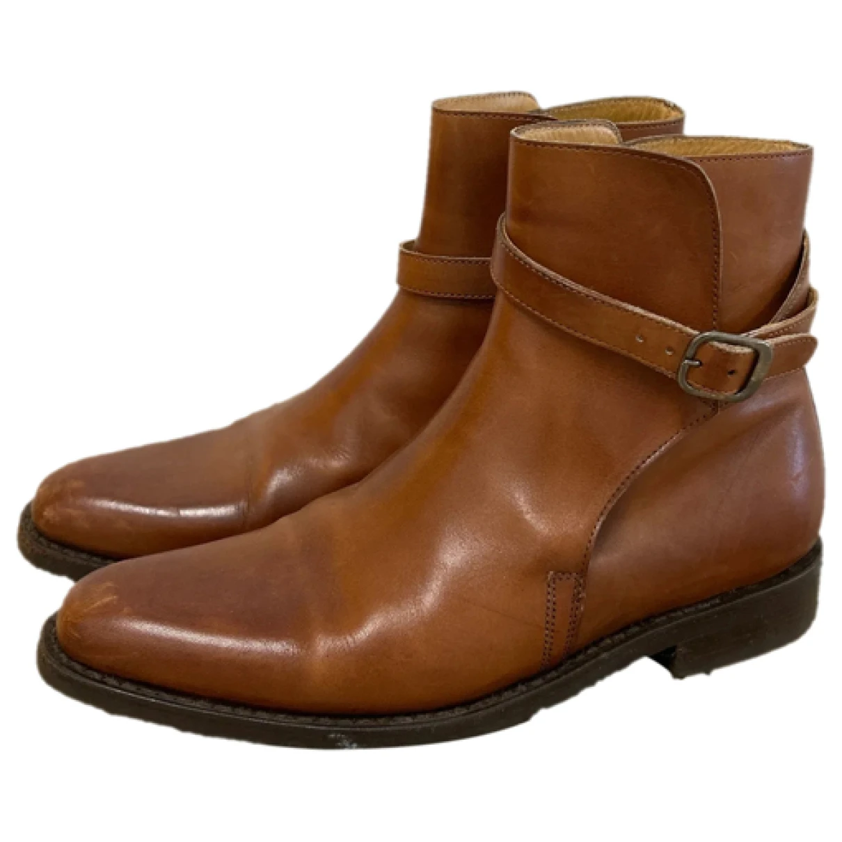 Pre-owned John Spencer Leather Ankle Boots In Brown