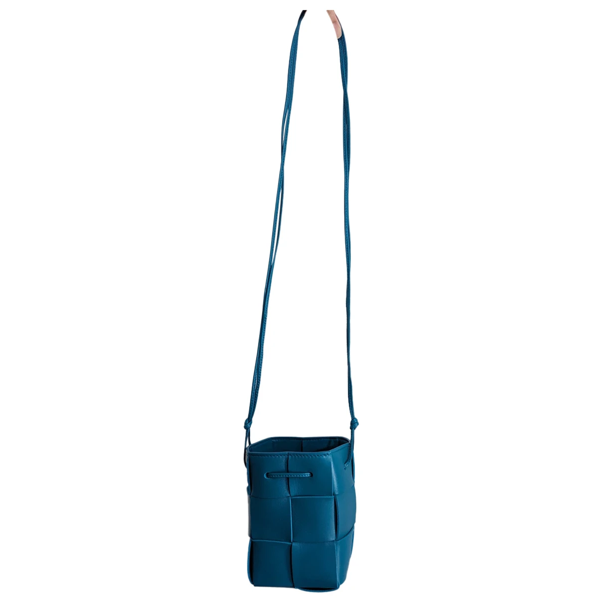 Pre-owned Bottega Veneta Cassette Bucket Leather Crossbody Bag In Blue