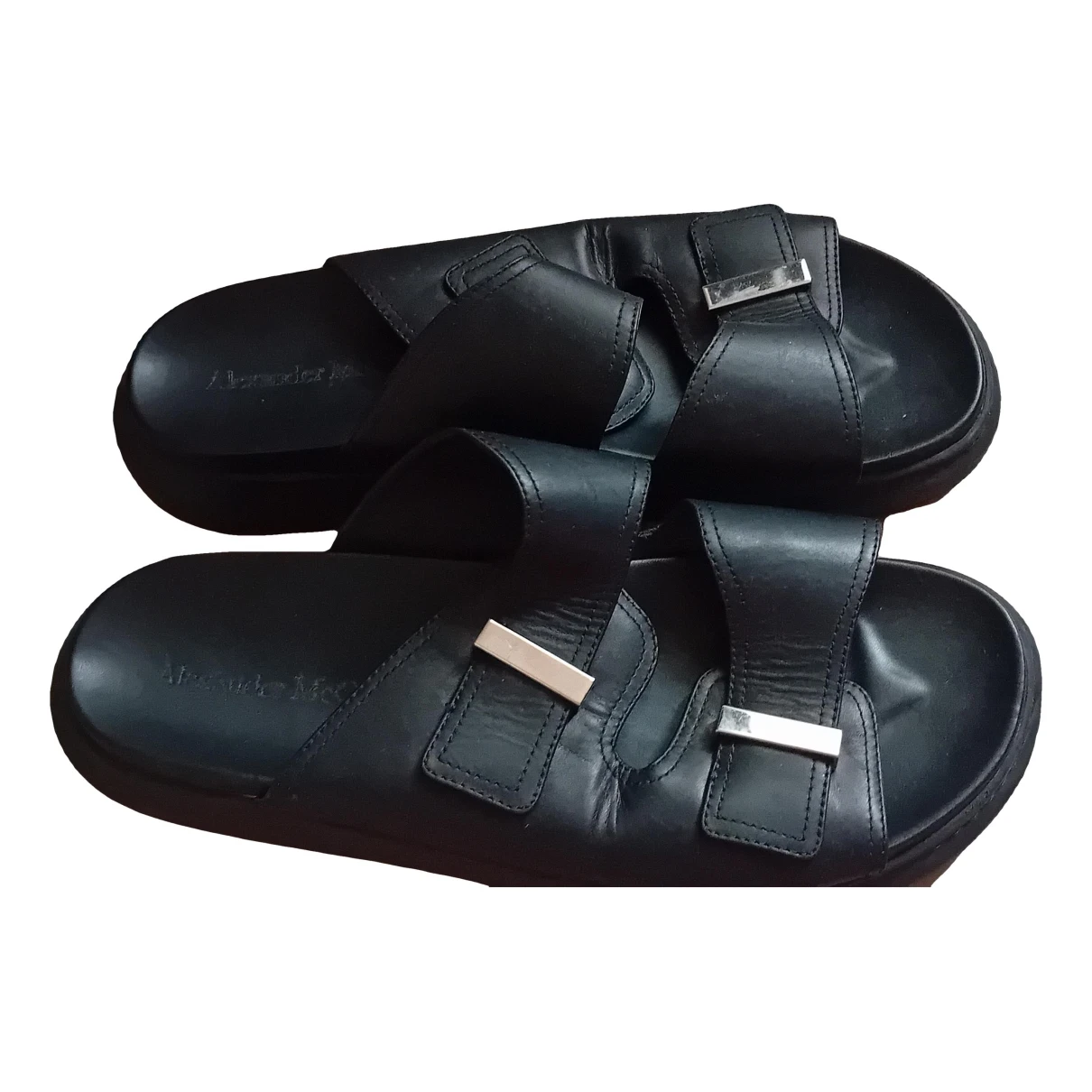 Pre-owned Alexander Mcqueen Leather Sandals In Black