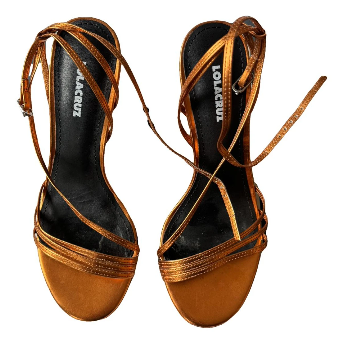 Pre-owned Lola Cruz Leather Sandal In Orange