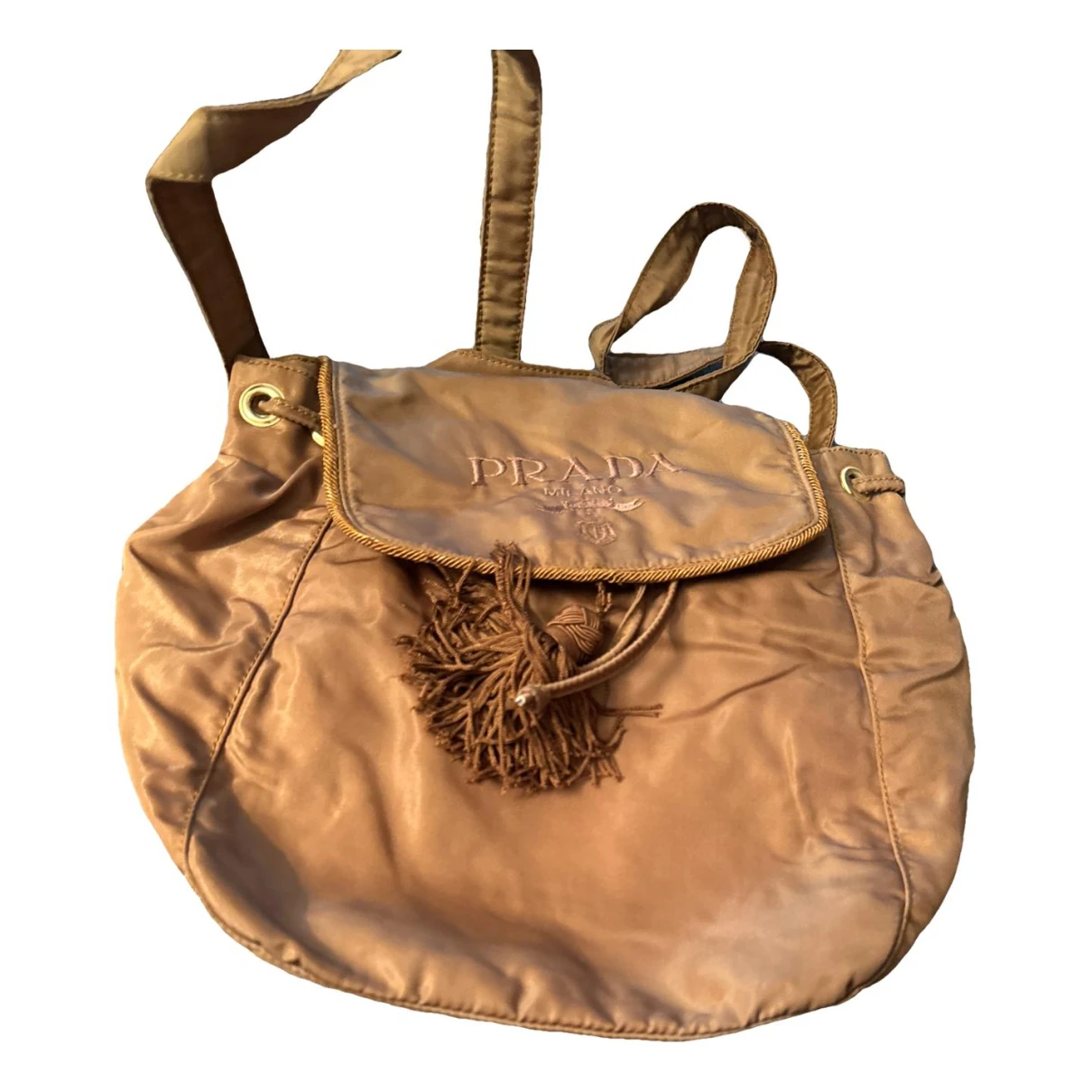 Pre-owned Prada Cloth Backpack In Brown
