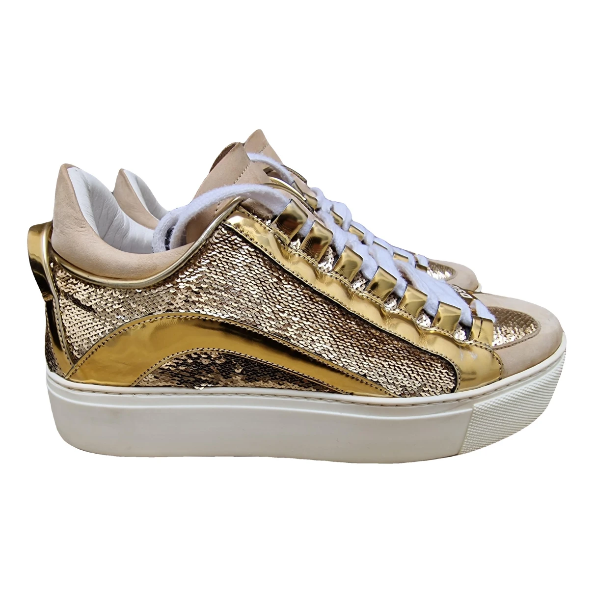 Pre-owned Dsquared2 Leather Trainers In Gold