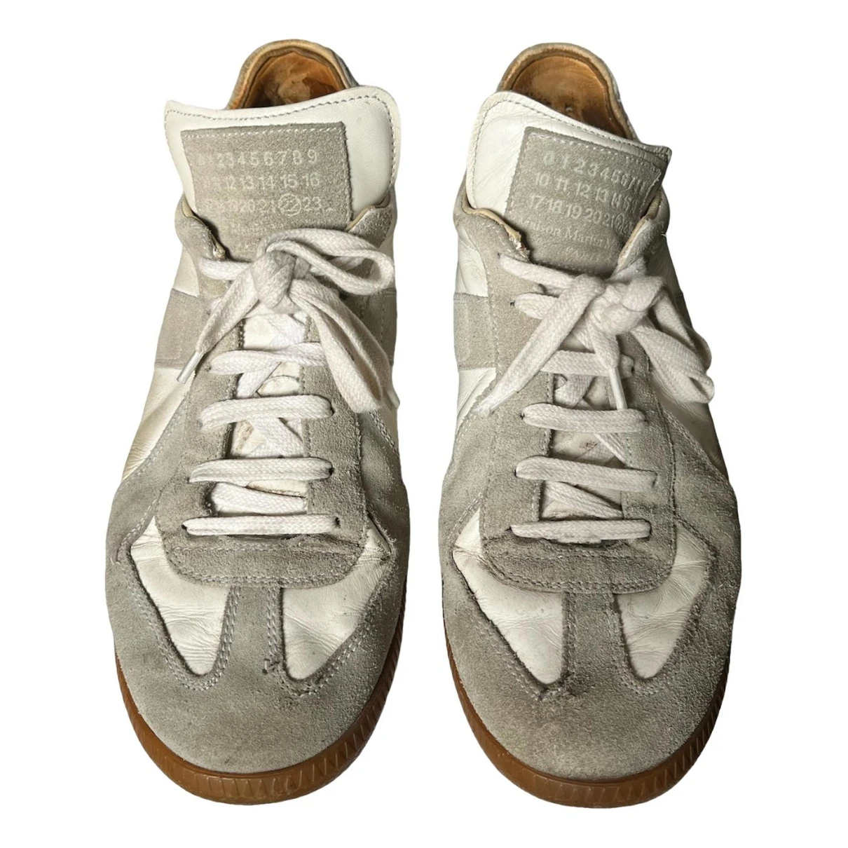 Pre-owned Maison Margiela Fusion Leather Trainers In Beige