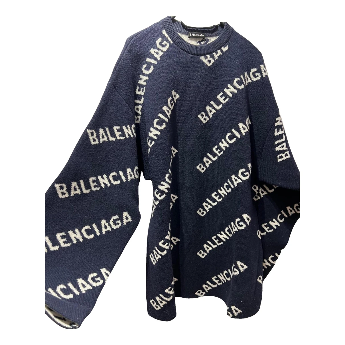 Pre-owned Balenciaga Wool Pull In Navy