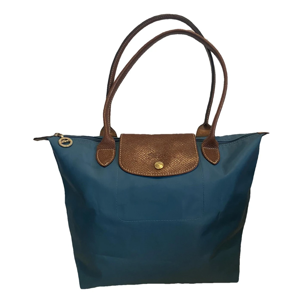 Pre-owned Longchamp Pliage Leather Handbag In Blue