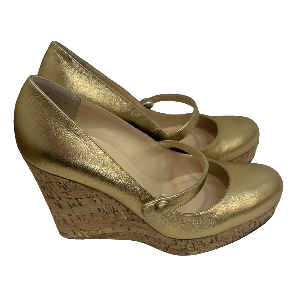 Pre-owned Christian Louboutin Leather Espadrilles In Gold