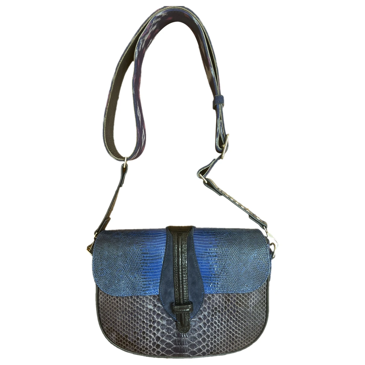 Pre-owned Claris Virot Andréa Python Handbag In Blue