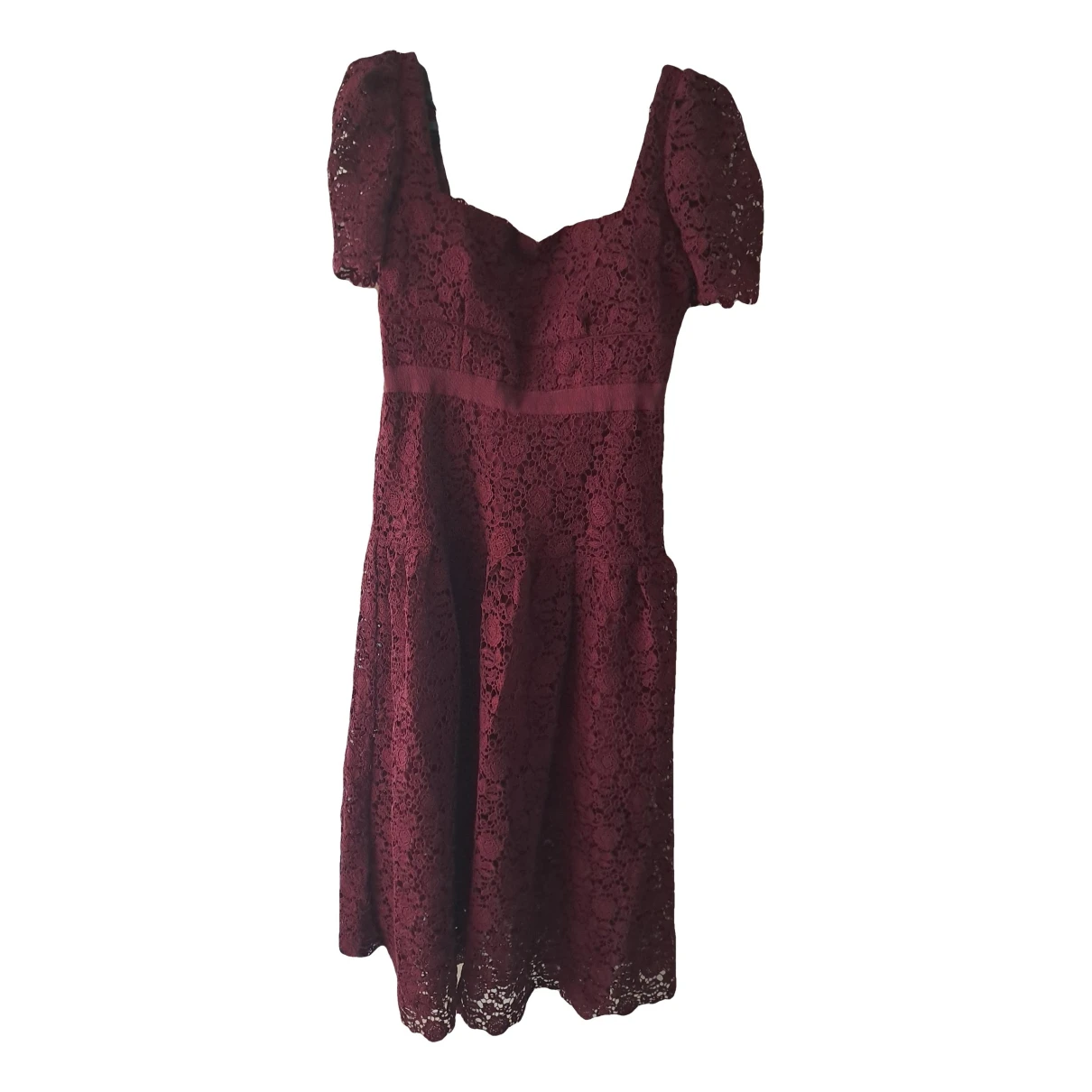 Pre-owned Self-portrait Lace Mid-length Dress In Burgundy