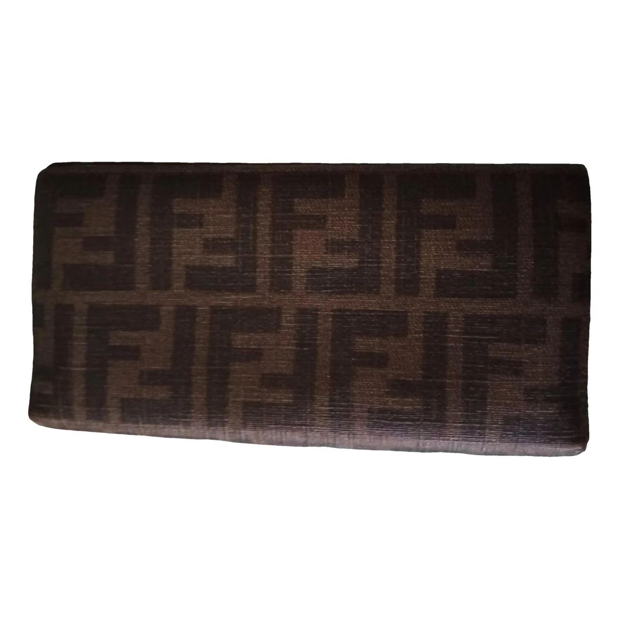 Pre-owned Fendi Double F Leather Clutch Bag In Brown