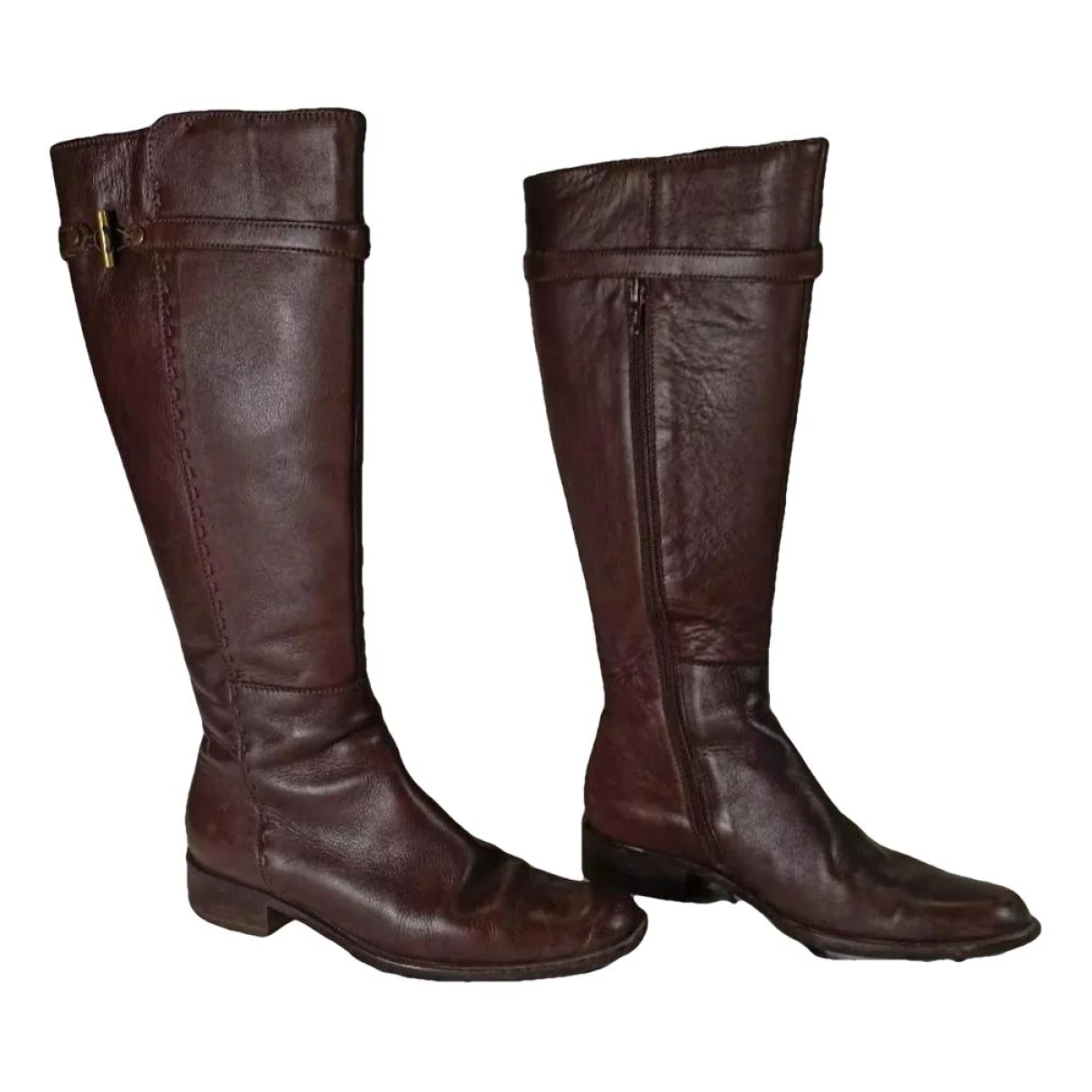 Pre-owned Max Mara Leather Riding Boots In Brown