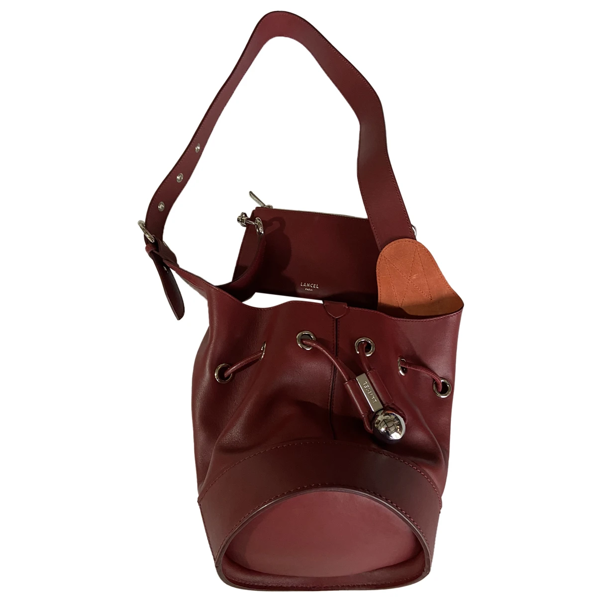 Pre-owned Lancel Leather Bag In Burgundy
