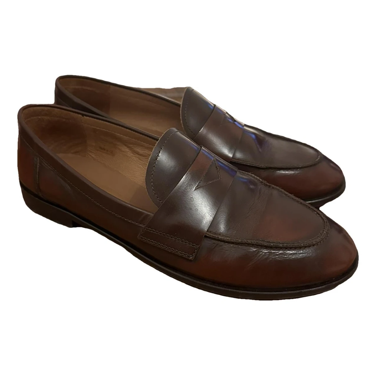 Pre-owned Jonak Leather Flats In Brown
