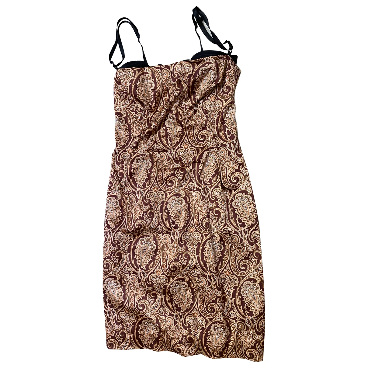 Pre-owned Dolce & Gabbana Silk Mini Dress In Brown