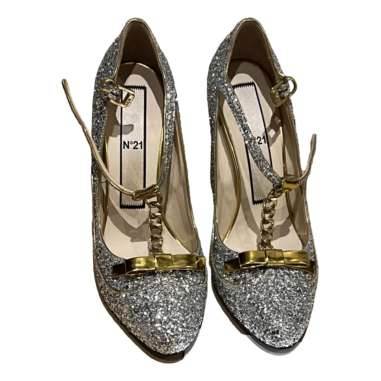 Pre-owned N°21 Glitter Heels In Silver