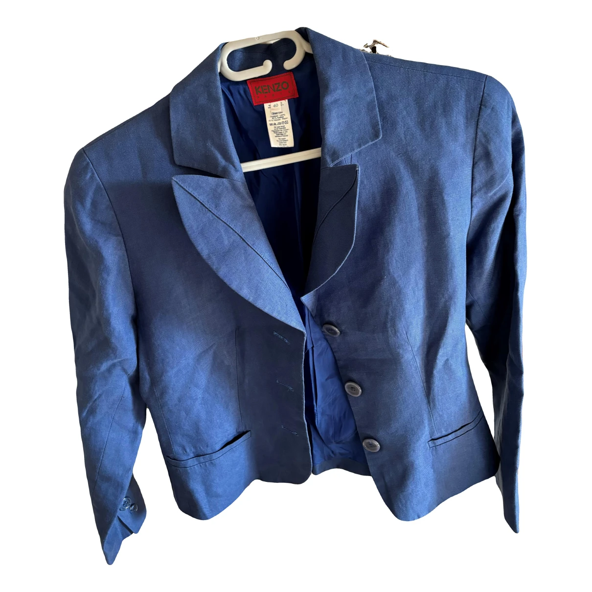 Pre-owned Kenzo Linen Short Vest In Blue