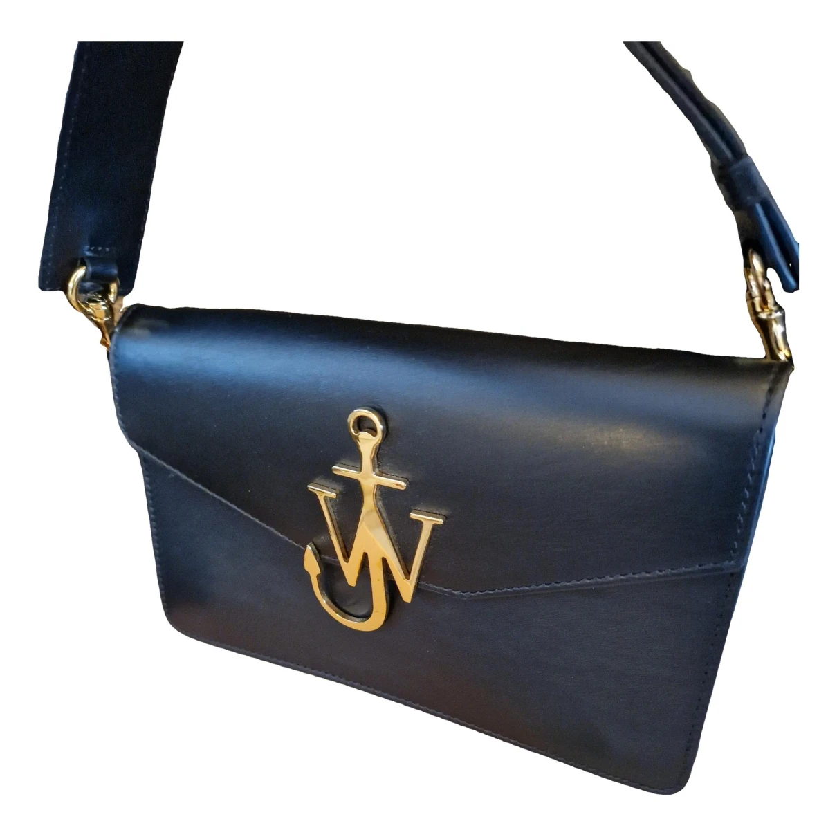 Pre-owned Jw Anderson Logo Leather Handbag In Black