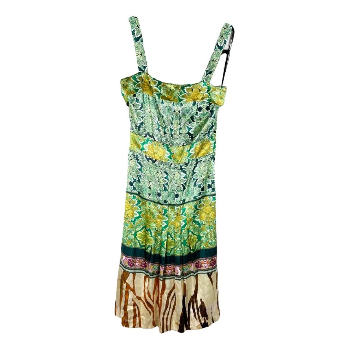 Pre-owned Roberto Cavalli Silk Mid-length Dress In Green