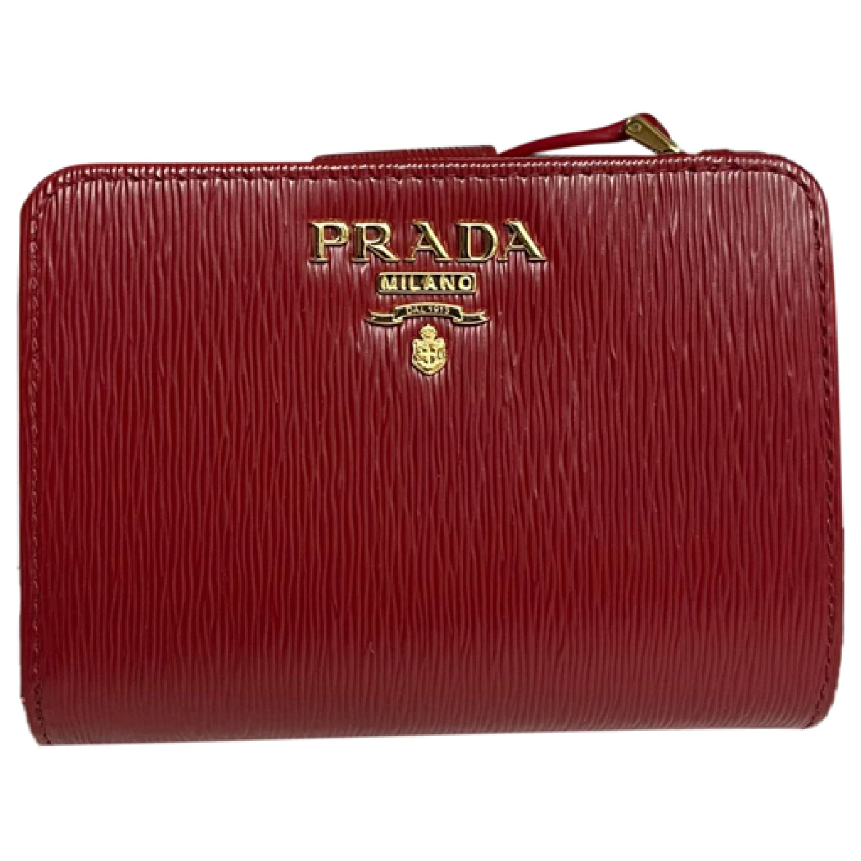 Pre-owned Prada Leather Wallet In Burgundy