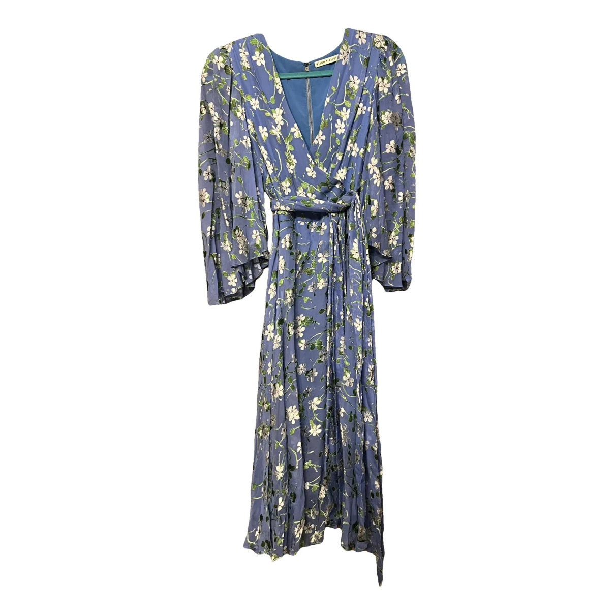 Pre-owned Alice And Olivia Silk Mid-length Dress In Blue