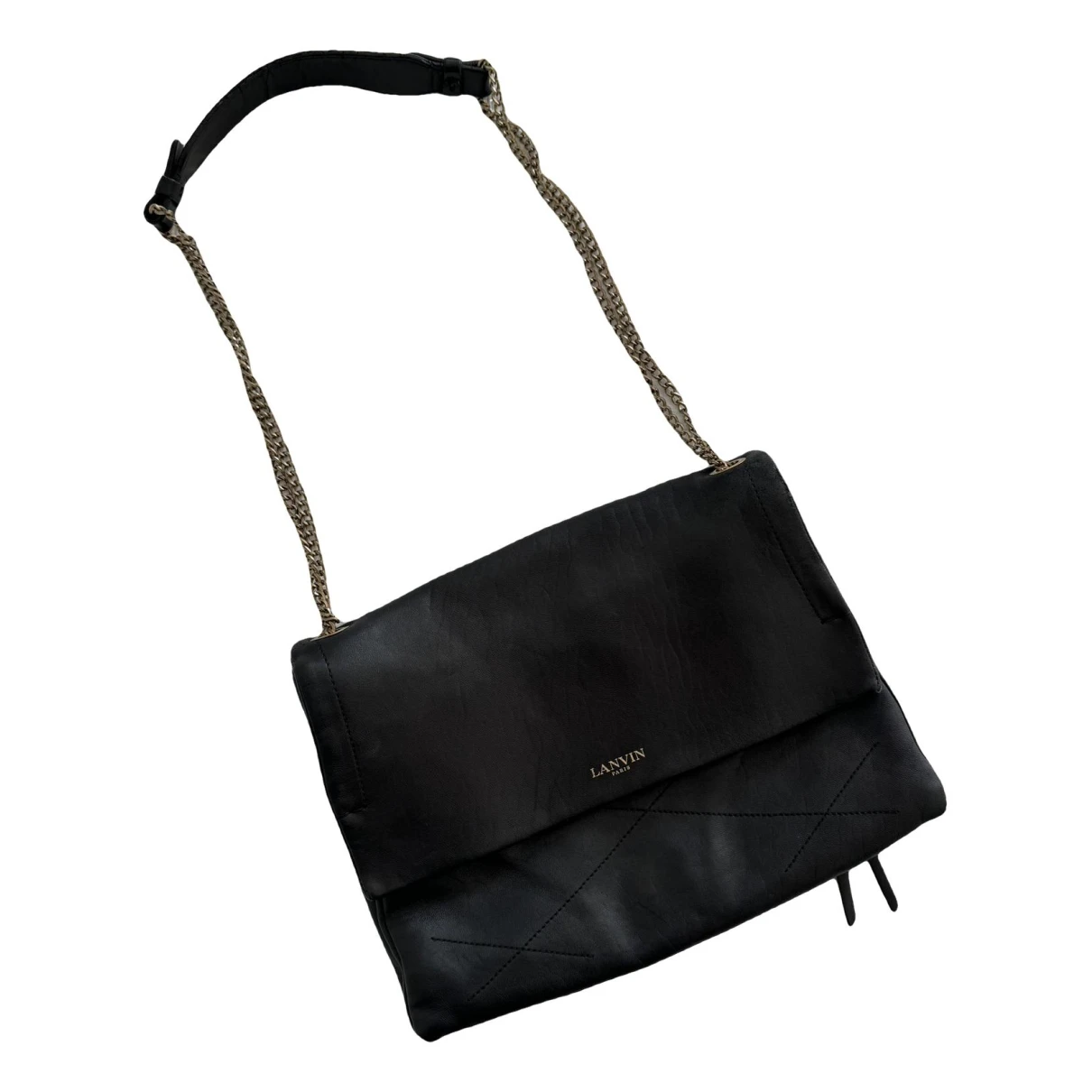 Pre-owned Lanvin Sugar Leather Handbag In Black