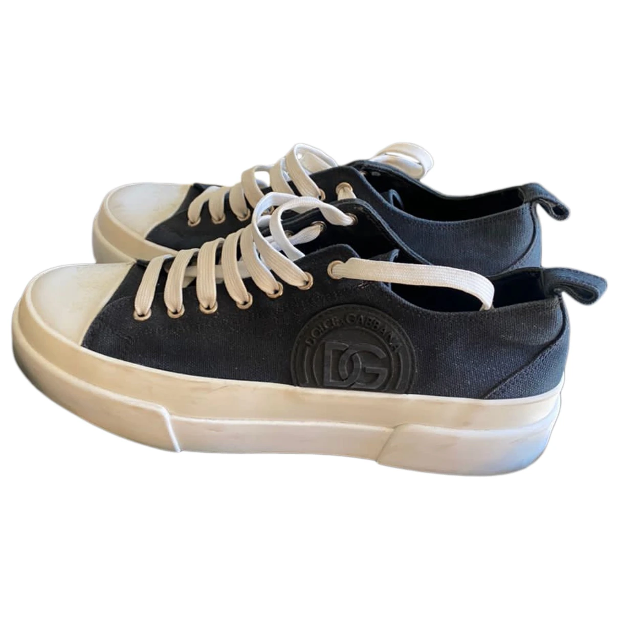 Pre-owned Dolce & Gabbana Cloth Low Trainers In Black