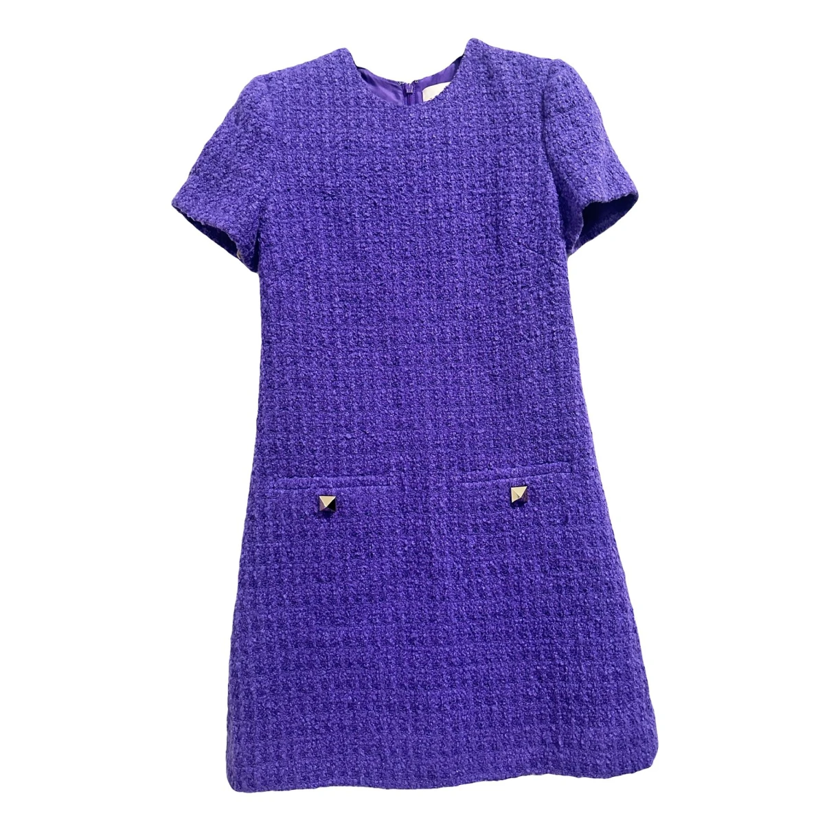 Pre-owned Valentino Wool Mini Dress In Purple