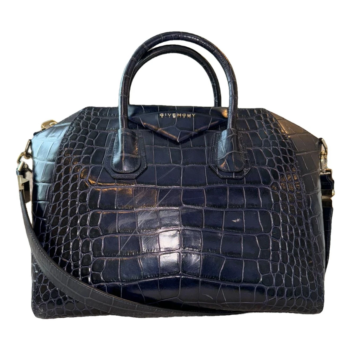 Pre-owned Givenchy Antigona Crocodile Handbag In Blue