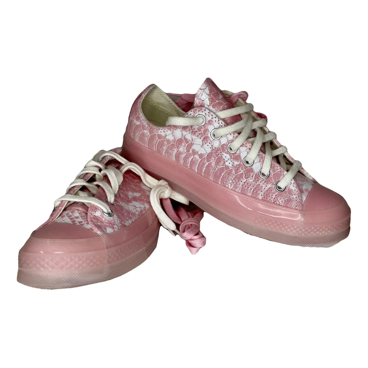 Pre-owned Converse Leather Trainers In Pink