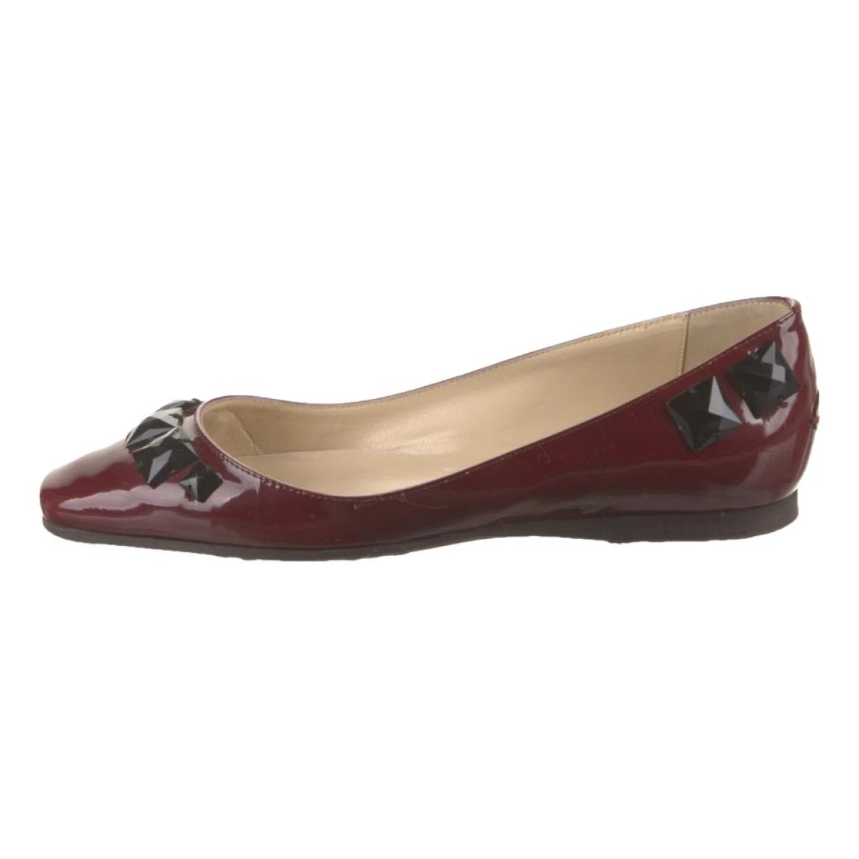 Pre-owned Jimmy Choo Patent Leather Flats In Burgundy