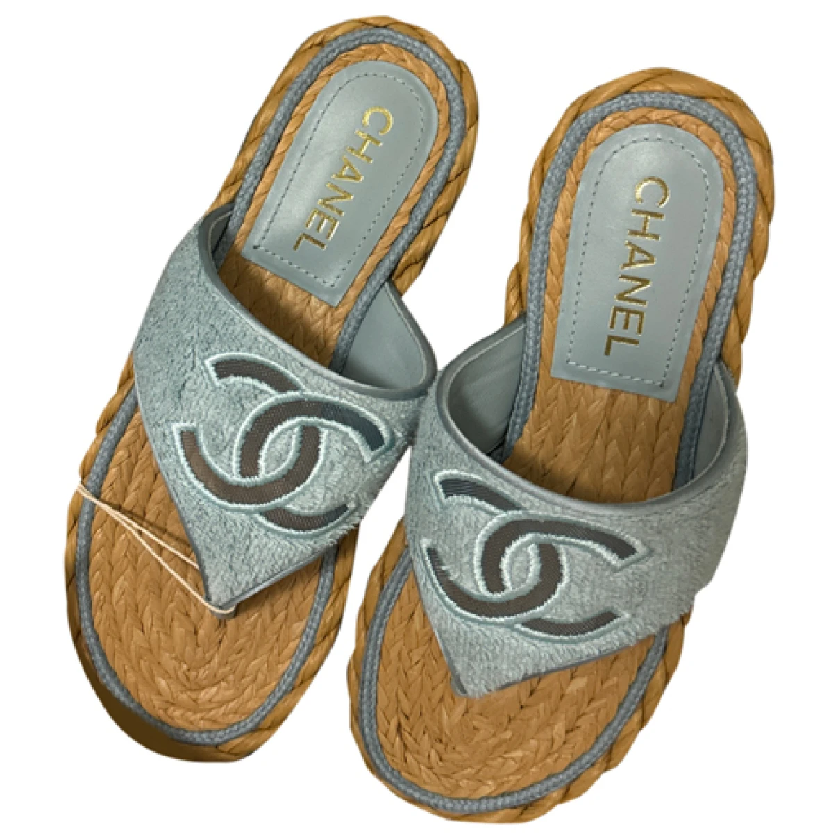 Pre-owned Chanel Cloth Flip Flops In Blue
