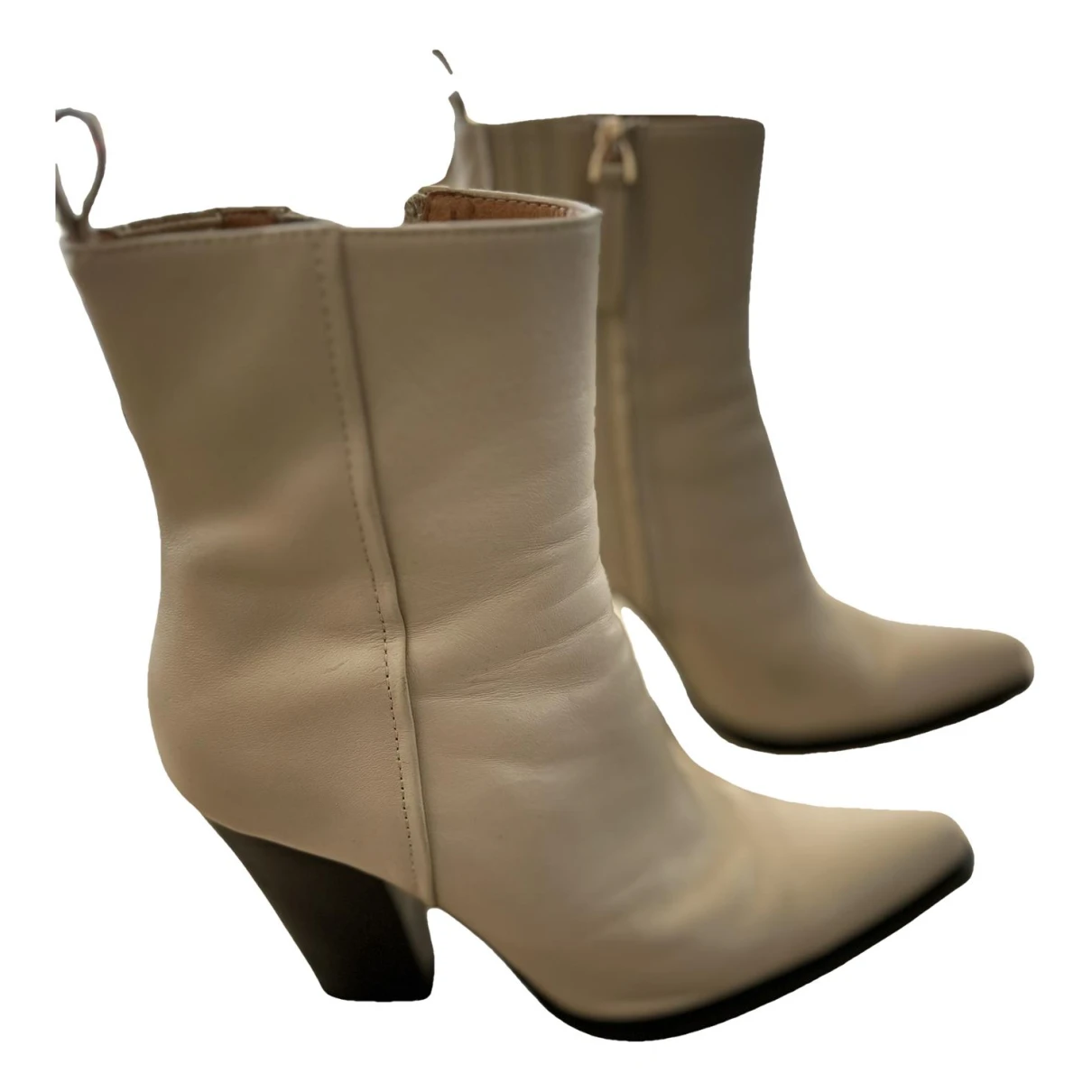 Pre-owned Alias Mae Leather Cowboy Boots In Beige