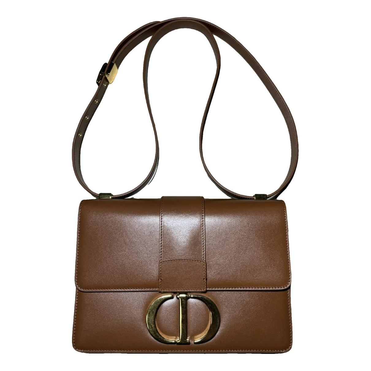 Pre-owned Dior 30 Montaigne Leather Crossbody Bag In Brown