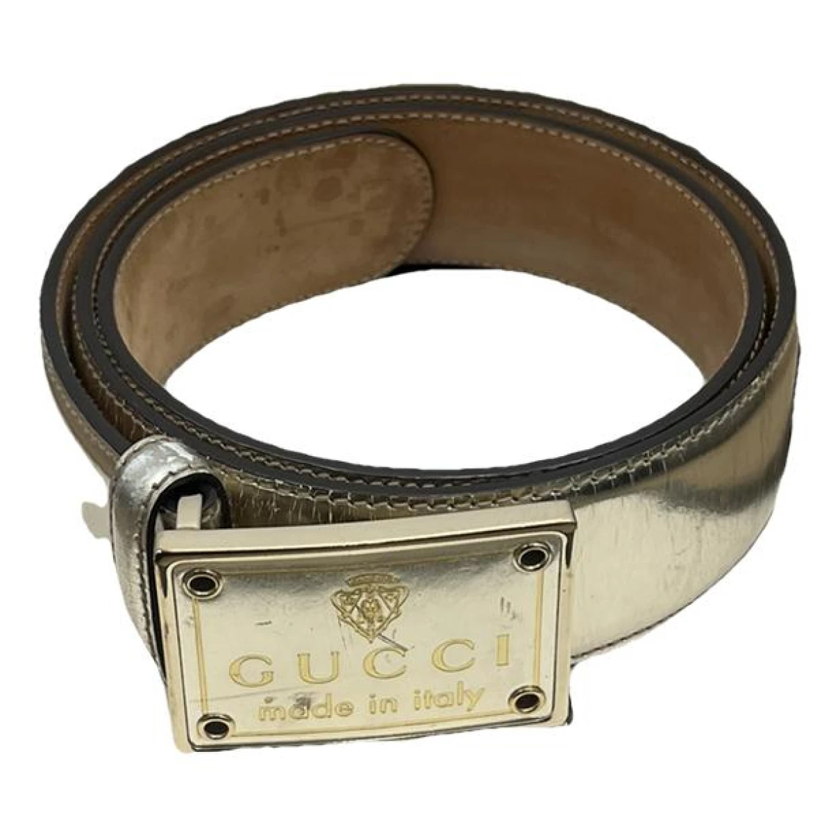 Pre-owned Gucci Leather Belt In Silver