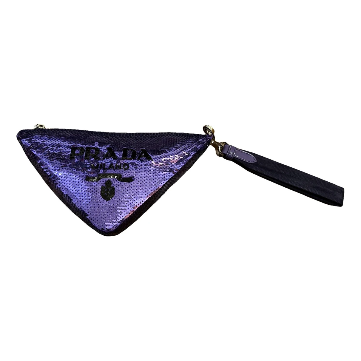 Pre-owned Prada Triangle Glitter Mini Bag In Purple