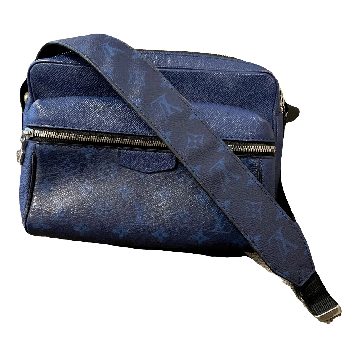 Pre-owned Louis Vuitton Alpha Messenger Leather Bag In Blue