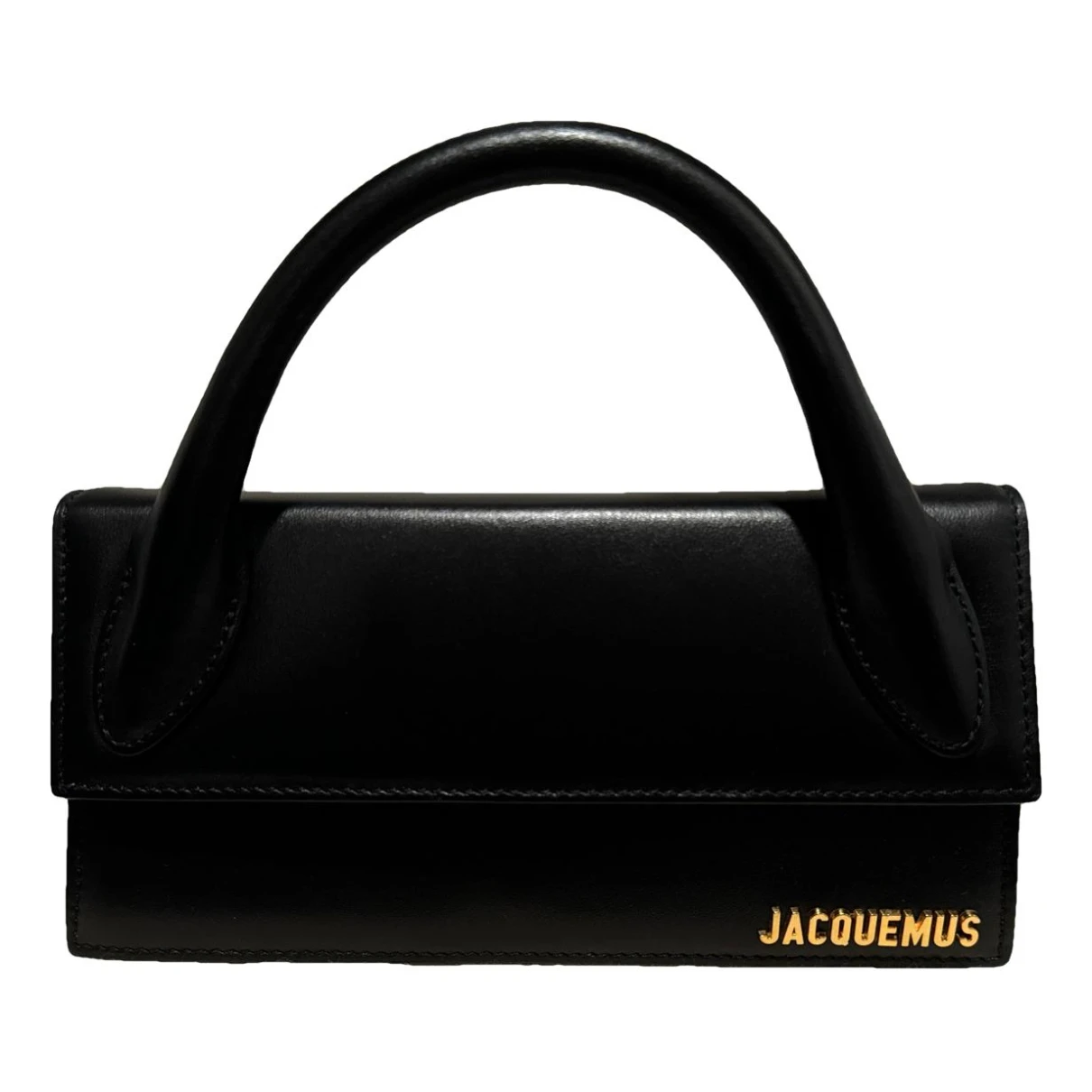 Pre-owned Jacquemus Chiquito Long Leather Crossbody Bag In Black