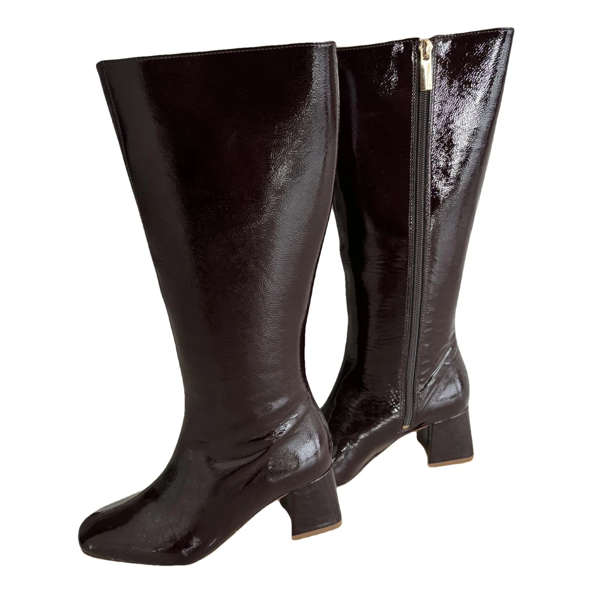 Pre-owned Bobbies Patent Leather Boots In Brown