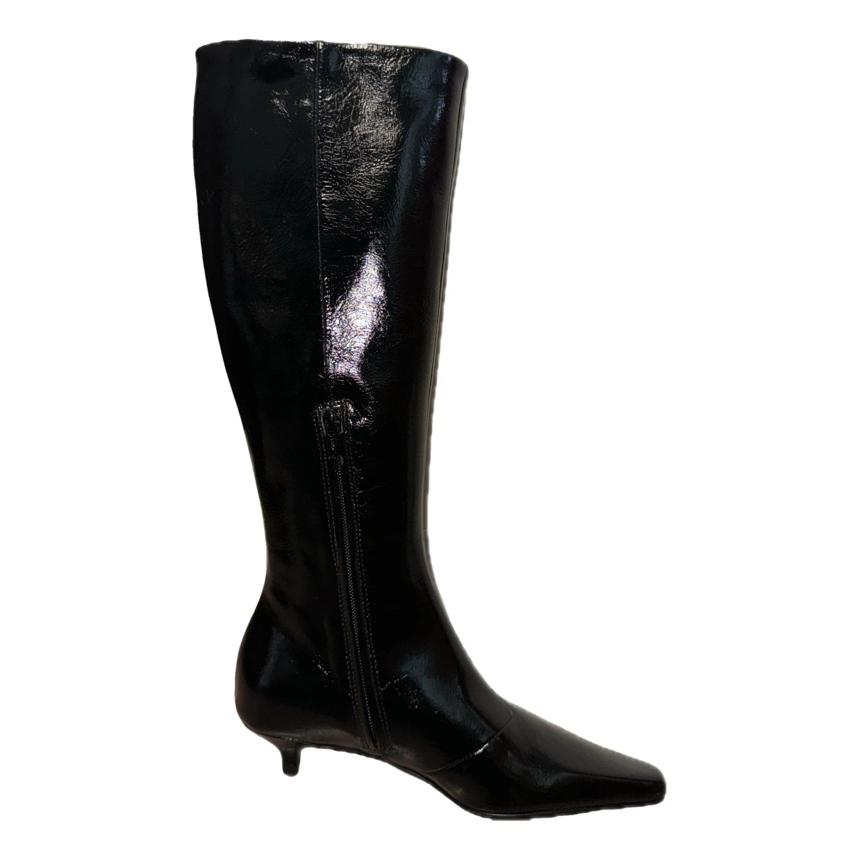 Pre-owned Totême Patent Leather Boots In Black