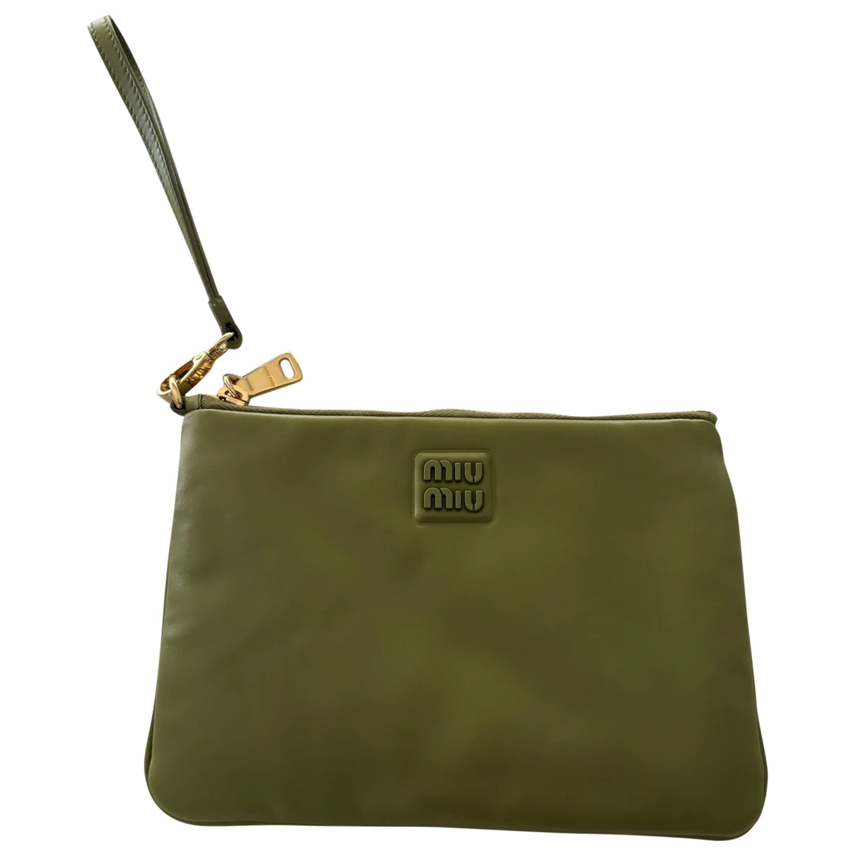 Pre-owned Miu Miu Leather Bag In Green