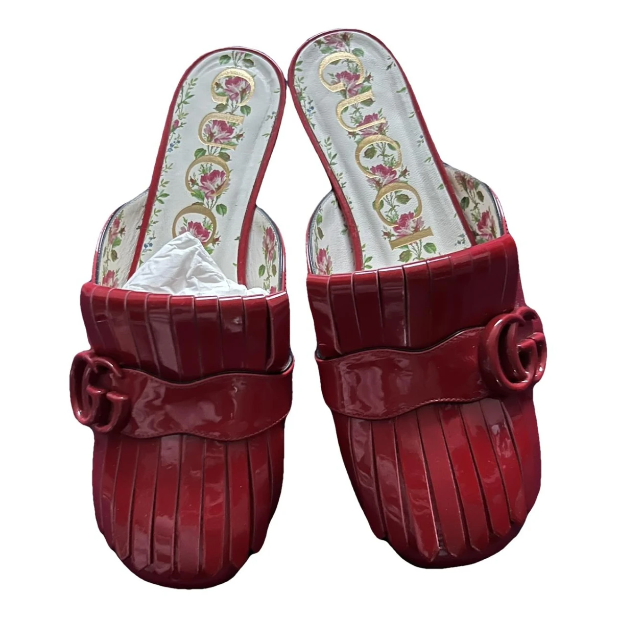 Pre-owned Gucci Patent Leather Mules & Clogs In Red