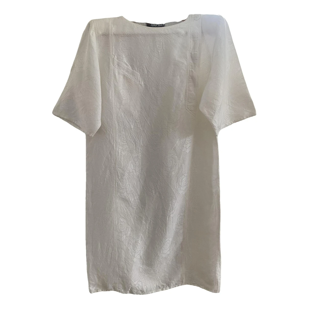 Pre-owned Fendi Linen Mid-length Dress In White