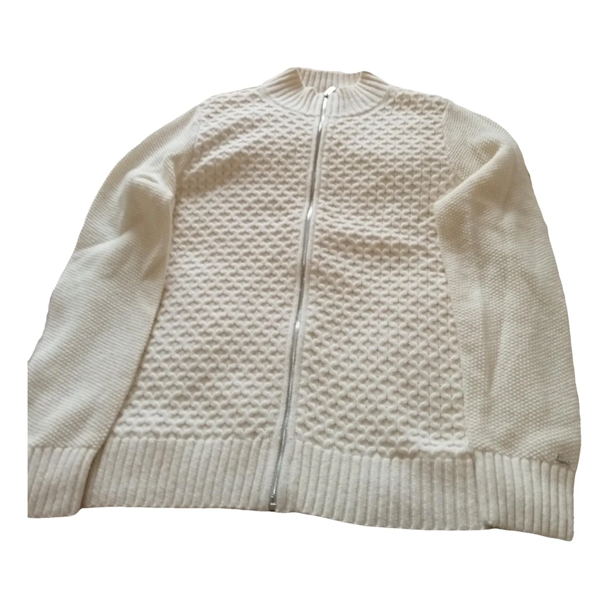 Pre-owned Tommy Hilfiger Wool Cardigan In White