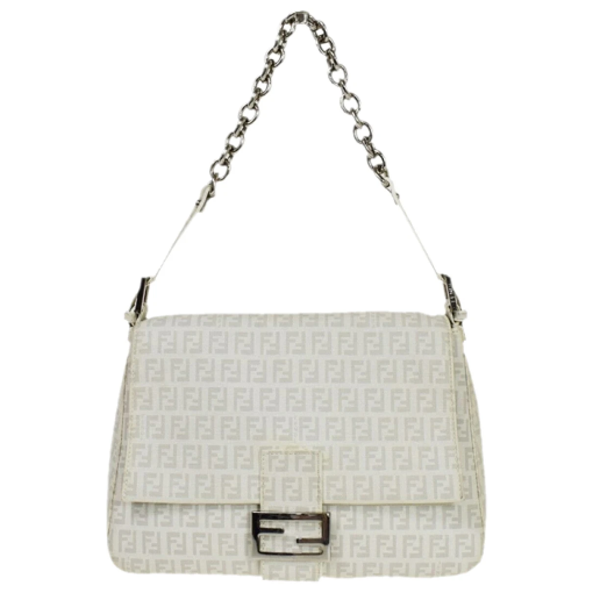 Pre-owned Fendi Mamma Baguette Cloth Handbag In White